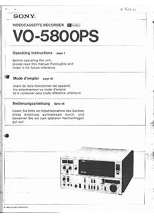 Sony VO 5800 PS manual. Camera Instructions.